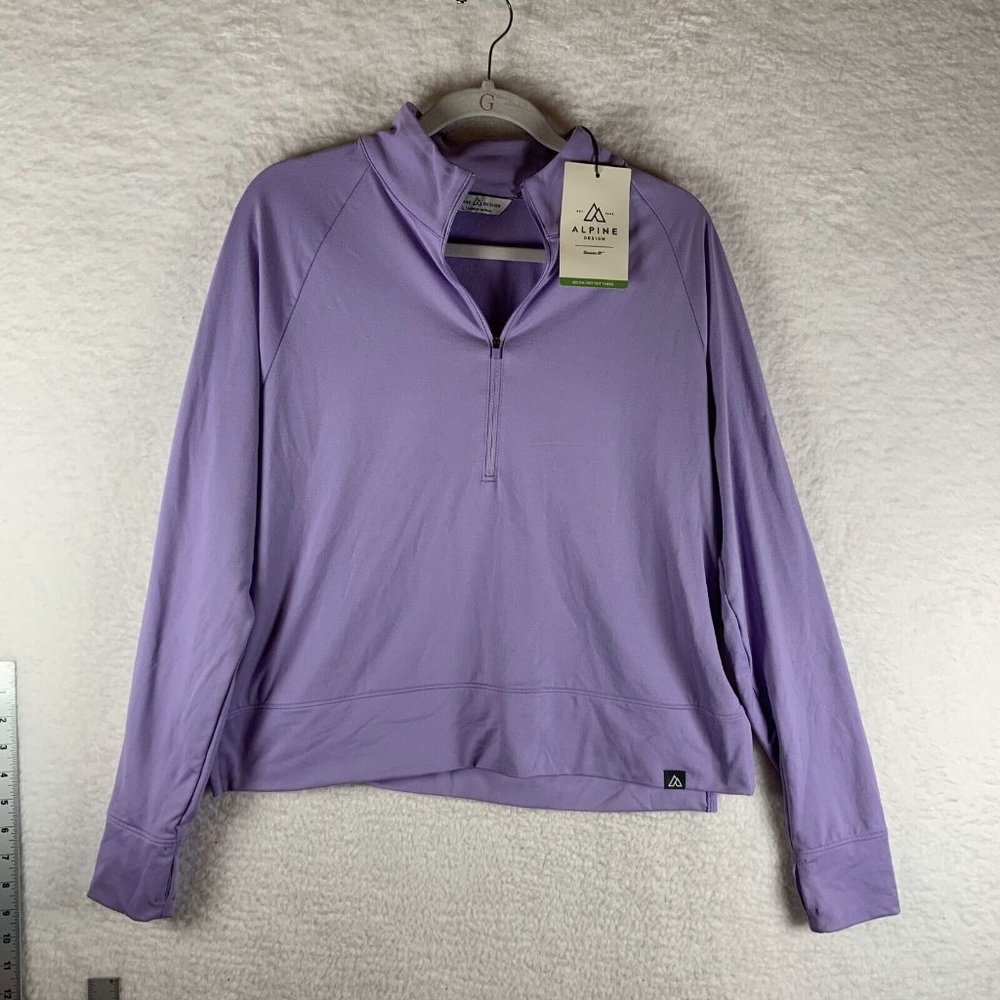 Alpine‎ Design Top Womens Large Purple Polyester Stretch Zip Field Knit 7212